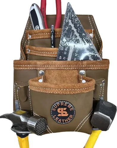 Miniatura 2 de Bolsa de herramientas de cuero Supreme Leather para construcción, bolsa de herramientas de carpintero, bolsa para electricista 10 bolsillos, 2