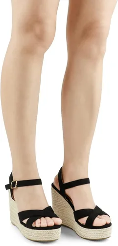 Miniatura 4 de JOY IN LOVE Alpargatas para mujer, sandalias de plataforma con tacón y correa al tobillo y hebilla