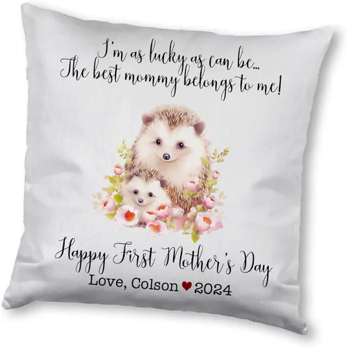 Miniatura 5 de Hedgehogs Mothers Day, First Mother's Day Custom Pillowcase, Personalized Mother's Day Pillowcase, Gift for Mom, Home Decor