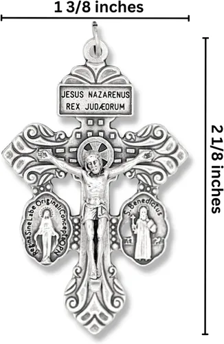 Miniatura 5 de Paquete de 10 Crucifijos de perdón con medalla de San Benito y medalla milagrosa Crucifijo de triple amenaza para hacer rosario, cruz de rosario