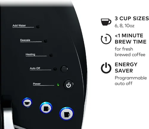 Miniatura 6 de Keurig K-Classic - Cafetera de cápsulas K-Cup de una sola porción, con 3 tamaños de preparación, depósito extraíble de 48 onzas, color negro