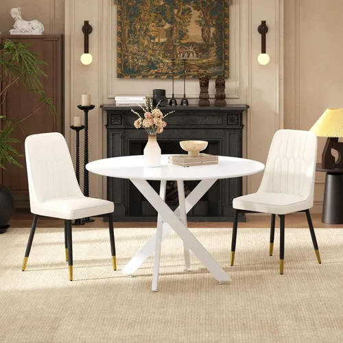 Miniatura 36 de RGZ Juego de mesa de comedor redonda negra de mediados de siglo para 2, mesa de cocina pequeña de madera circular de 36 pulgadas y 2 sillas
