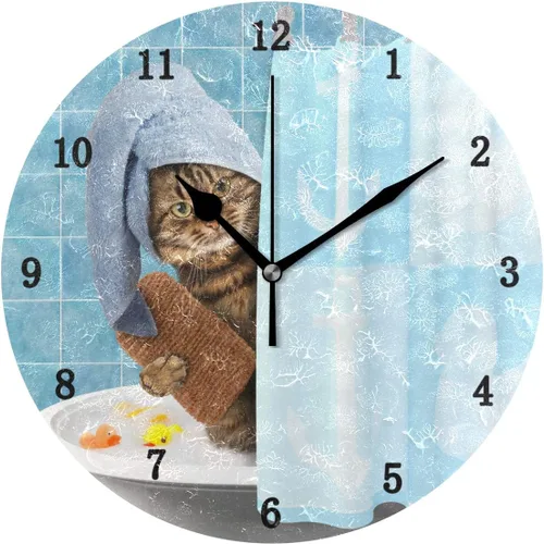 Miniatura 9 de Reloj de pared de flamenco neón analógico silencioso de cuarzo, reloj de escritorio redondo de 9.5 pulgadas, funciona con pilas, fácil de leer