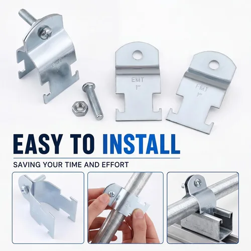 Miniatura 4 de Landhoow Emt Pipe - Abrazaderas universales de puntal para canal, accesorio de conducto electro galvanizado con perno y tuerca, herramienta