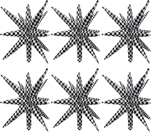 Miniatura 26 de 6 Globos de Papel de Aluminio con Forma de Estrella Negra de Una Pieza, Globo de Estrella de 14 Puntas 4D Cono Starburst de Mylar de 22 Pulgadas, 22