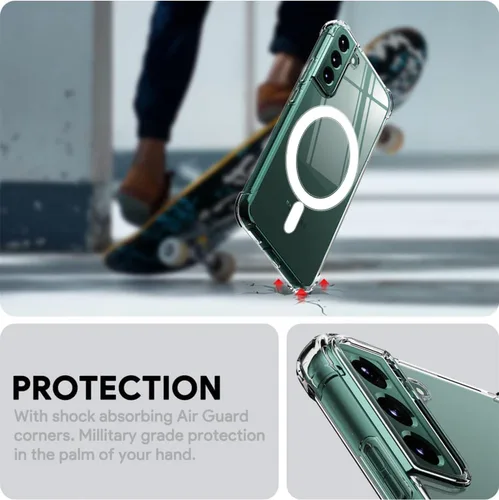 Miniatura 2 de KIOMY Funda transparente para Samsung Galaxy S22 5G a prueba de golpes con bolsas de aire, esquinas de diseño híbrido, parte trasera de Magnético
