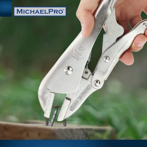 Miniatura 6 de MichaelPro Alicates de bloqueo, empuñaduras de tornillo de banco de 10 pulgadas con cortador de alambre, herramienta de mandíbula recta con dientes