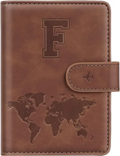 Miniatura 8 de Funda para Pasaporte Personalizada con Letra de la A a la Z, Billetera de Viaje con Bloqueo RFID, Funda para Pasaporte, Estuche para Pasaporte