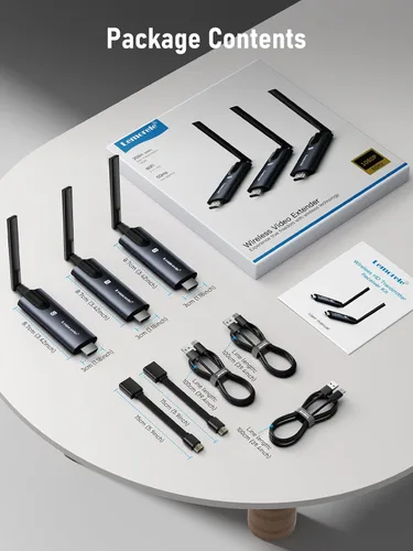 Miniatura 9 de Lemorele Transmisor y receptor HDMI inalámbrico, aleación de aluminio gris oscuro, 5 GHz hasta 656 pies, 1080P 60Hz, Plug and Play con monitor