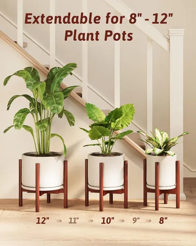 Miniatura 7 de GENTINGBRO Soporte Ajustable para Plantas de Interior, Soporte de Bambú para Plantas que se Ajusta a 8 9 10 11 12 Pulgadas, Pequeño Soporte