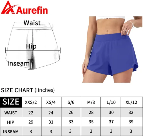 Miniatura 7 de Aurefin Pantalones cortos de correr 2 en 1 para mujer, pantalones cortos deportivos de cintura alta para mujer, ligeros, para entrenamiento, yoga