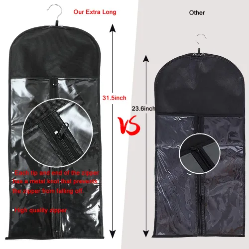 Miniatura 4 de 2 soportes para extensiones de cabello, bolsa de almacenamiento extra larga para peluca con colgador, almacenamiento de extensiones de cabello