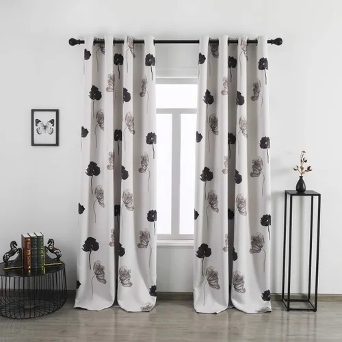 Miniatura 11 de Taisier Home Cortinas de oscurecimiento de habitación con ojales de 45 pulgadas, pintura de tinta tradicional china, hojas estilizadas y flores