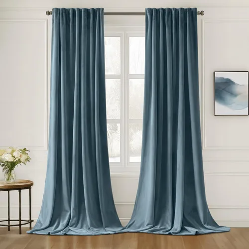 Miniatura 18 de MIULEE Cortinas de Terciopelo Negro de 84 Pulgadas de Largo 2 Paneles - Cortinas de Ventana con Pliegues Pinzados de Lujo que Oscurecen