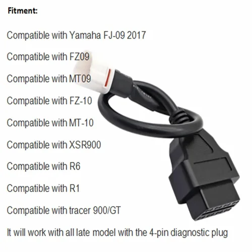 Miniatura 3 de GXARTS Cable de diagnóstico de 4 pines a OBD2 compatible con Yamaha FJR FZ09 FZ10 MT07 MT09 MT10 R1 R6 TMAX 530 XSR 700 900 XT1200ZE 4 pines OBDII