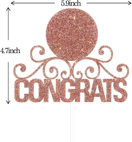 Miniatura 5 de Talorine Decoración de pastel con purpurina con marco de fotos, felicitaciones graduadas feliz graduación, suministros de decoración de fiesta