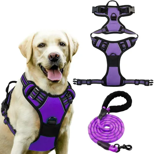 Miniatura 12 de Dog Harness, No Pull Large, Release on Neck, Front Back Clips Dog Vest Harness Reflective Adjustable Padded,for Outdoor Walking Training(L,Black)