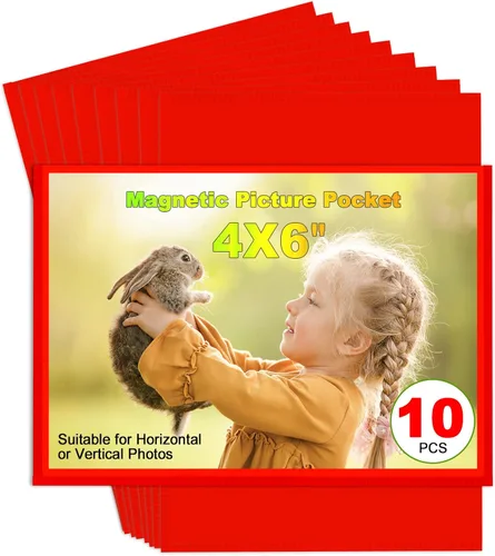 Miniatura 31 de Marco de Fotos Magnético Negro CHUNNIAO 4X6 para Refrigerador, Fundas de Imanes de Fotos Negro 4X6" 10PCS