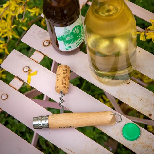 Miniatura 8 de Opinel Sacacorchos de acero inoxidable No. 10, cuchillo plegable para vino y queso, sacacorchos integrado + abridor de botellas, mango de madera