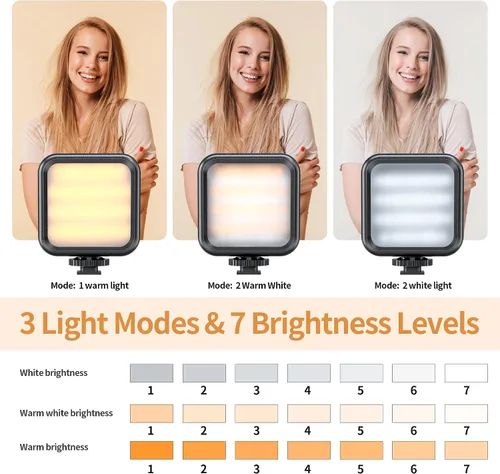 Miniatura 2 de Pixel Luces de conferencia LED ajustables para selfie, 3 modos de iluminación de video con clip recargable, con cámara frontal de video