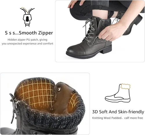 Miniatura 4 de STQ Botas de combate con cordones para mujer