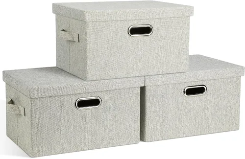 Miniatura 25 de Graciadeco Contenedores de almacenamiento plegables grandes de 17 pulgadas y 36 cuartos de galón con tapas, paquete de 3 cajas de almacenamiento