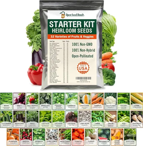 Survival Gear, 15.000 semillas orgánicas Heirloom sin OMG, semillas para plantar verduras y frutas Comida de supervivencia para tu kit de