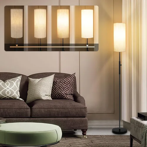 Miniatura 9 de Lámpara de pie, lámpara de pie regulable, brillo de atenuación continua, incluye bombillas LED de 9 W y 5 W, lámpara de pie industrial para sala