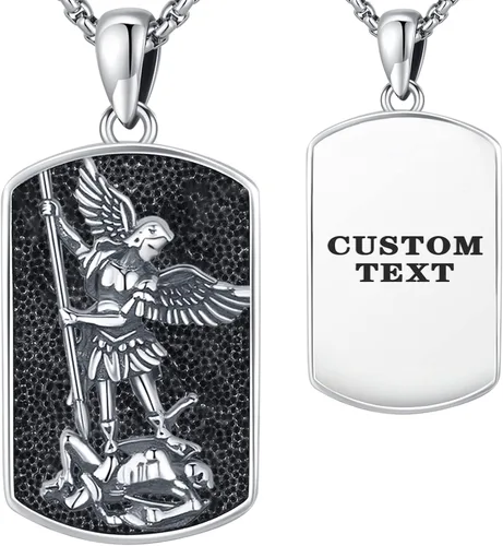Miniatura 2 de Brisskaari Collar con colgante de San Miguel, San Cristóbal, San Patricio, San Juda, San Benito, San José, plata de ley 925, medalla de amuleto