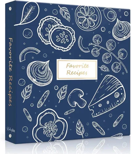 Miniatura 10 de Carpeta de recetas de 8.5 x 11 pulgadas, 3 anillos, libro de recetas para escribir en tus propias recetas, carpeta de recetas de página completa