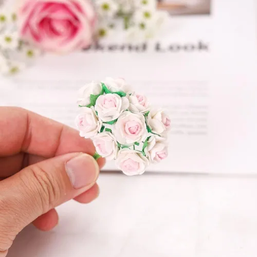 Miniatura 3 de 50 mini rosas de papel de morera hechas a mano, 0.709 in, flores de papel de morera, álbumes de recortes, boda, manualidades, bricolaje