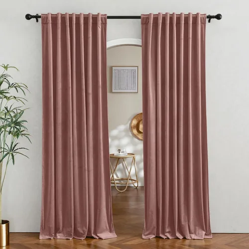 Miniatura 52 de RYB HOME - Cortinas de terciopelo beige, cortinas decorativas resistentes con pestaña trasera, cubierta de privacidad para oscurecer habitación