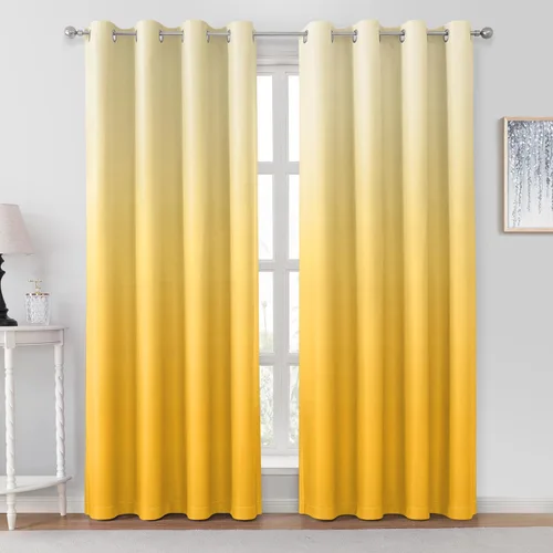 Miniatura 23 de HOMEIDEAS Cortinas Blackout Negras Ombré de 52 x 63 Pulgadas de Largo Degradado Oscurecimiento de Habitación Aislamiento Térmico Ahorro de Energía