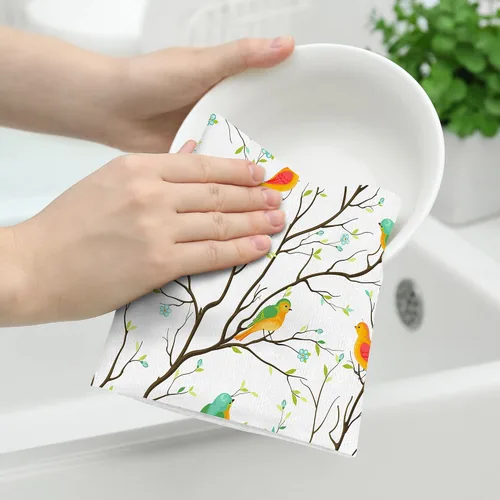 Miniatura 4 de Juego de 2 toallas de cocina con diseño de pájaros, suaves y absorbentes, decorativas, regalos de pájaros para amantes de los pájaros, paños de té