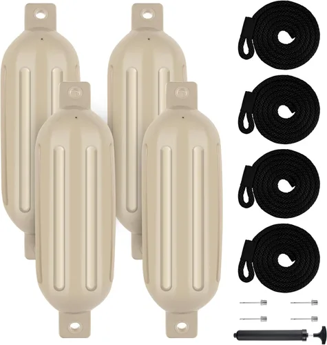 Miniatura 63 de Juego de 4 guardabarros para barco de 4.5/5.5/6.5/8.5/10/16 pulgadas, parachoques de vinilo con ojos gemelos acanalados, parachoques para barco