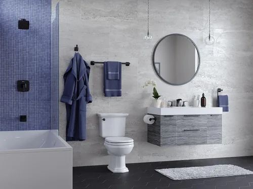 Miniatura 3 de Pfister Venturi - Toallero de baño para baño, 18 pulgadas, montaje en pared, atornillado, acabado negro mate, BTBVNC1B
