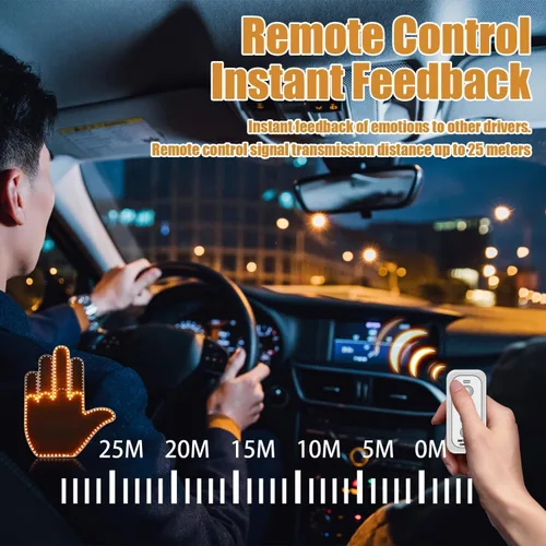 Miniatura 6 de Luces LED de dedo para automóvil, luz de gesto, divertidas luces de advertencia multifuncionales, luz trasera para compartimiento de equipaje, luces