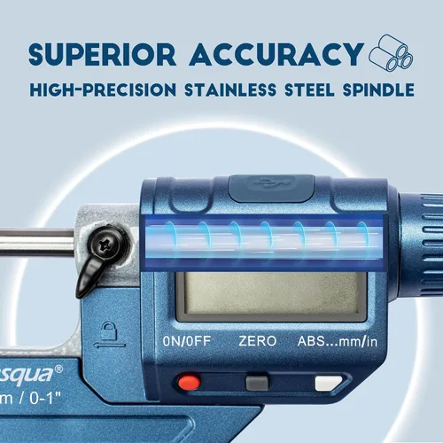 Miniatura 4 de Dasqua Micrómetro exterior digital de precisión, herramientas de medición para uso en mecanizado e industrial, precisión de 0 a 1 pulgada 0.002 mm