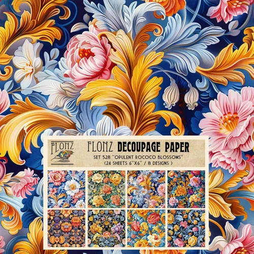 Miniatura 10 de Decoupage - Paquete de papel (24 hojas de 6 x 6 pulgadas) modernos patrones florales gitanos FLONZ papel de patrón vintage sin costuras para Dos