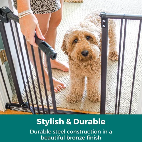 Miniatura 5 de MYPET Extensión de puerta de arco Windsor: extensión de puerta para mascotas de 13.5 pulgadas; añade hasta 3 extensores, bronce mate