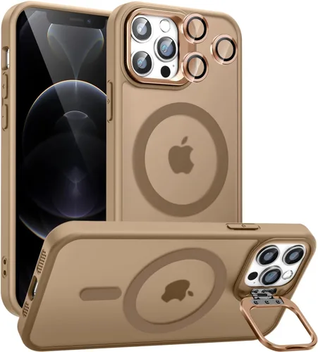 Miniatura 17 de Funda magnética para iPhone 11 con soporte, compatible con Magsafe, protección militar y protector de lente de cámara, funda translúcida mate