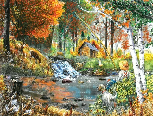 Miniatura 3 de SUNSOUT INC - Fishing Companions - Rompecabezas de 500 piezas por artista: Ed Wargo - Tamaño acabado 18" x 24" - MPN # 52317