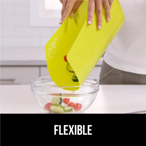 Miniatura 6 de GORILLA GRIP Juego de 5 tablas de cortar flexibles 100% sin BPA, alfombrillas de plástico duraderas con iconos de alimentos para preparar comidas
