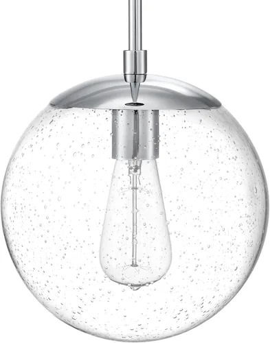 Miniatura 12 de Design House Gracelyn 588509-PC - Colgante regulable con 1 luz, globo de cristal transparente y semillero, cromo pulido