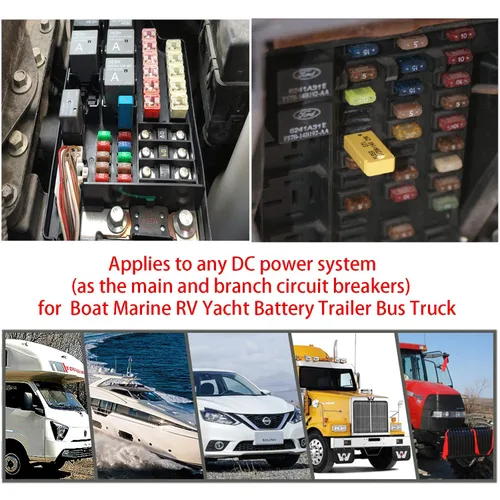 Miniatura 6 de DC 10 piezas 30 Amp auto reset ATM Mini disyuntor (10A-30A) Kit surtido de fusibles de cuchilla para barco, marina, RV, yate, batería, remolque