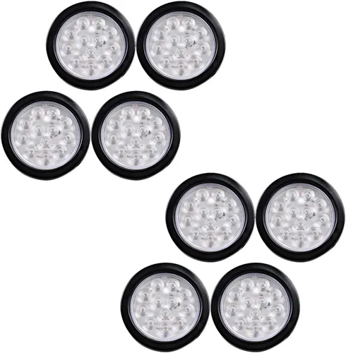 Miniatura 45 de Kit de tapones de cableado con cubierta de hule para luz trasera LED redonda de 4", 12 ledes, para RV, camioneta Luz roja - Lente transparente
