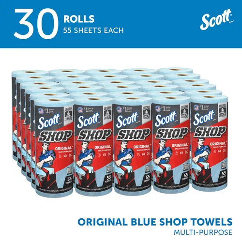Miniatura 2 de Scott Original (75130) - Toallas para taller, azules, 1 rollo por paquete, 30 paquetes por caja