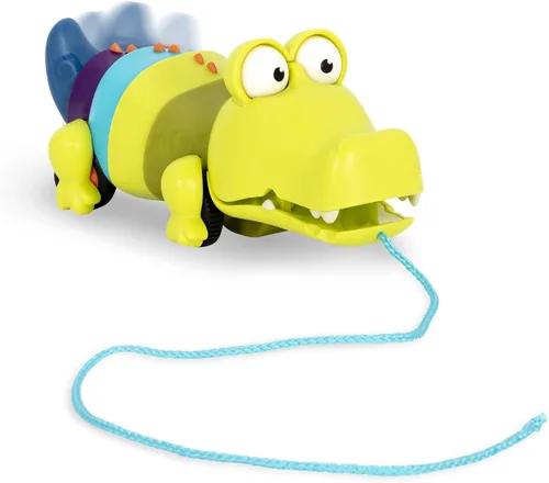 B. Toys – Waggle – A – Longs – Juguete interactivo de arrastre – Cocodrilo para empujar o tirar – Juguete de caminar con cuerda para niños pequeños,