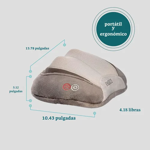 Miniatura 8 de HoMedics Almohada de Masaje Shiatsu 3D de Cuerpo Completo con Vibración y Calor para Cuello, Espalda Superior y Lumbar Marrón