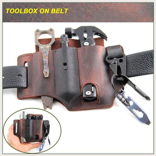 Miniatura 9 de Funda multiherramienta para cinturón organizador de bolsillo EDC de cuero por LIPOUD